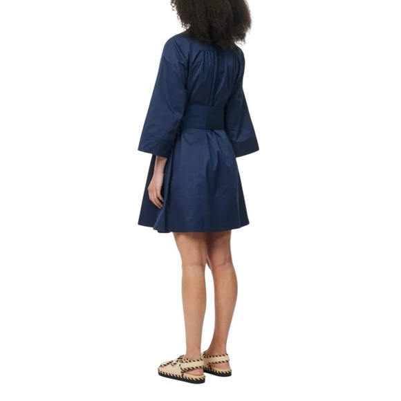 ME+EM NWT Belted Cotton Poplin Swing Dress in Navy Eclipse 14 - Picture 5 of 16